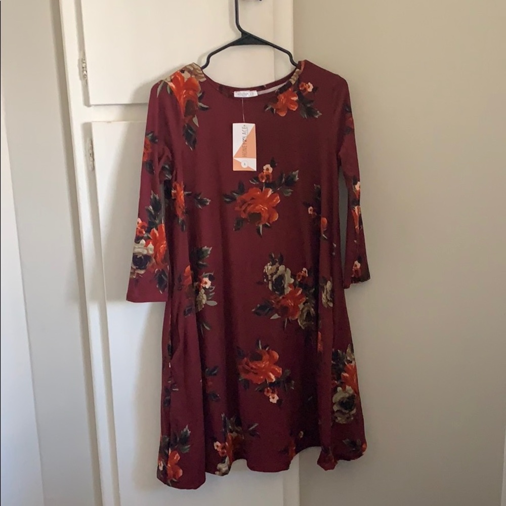 Honey and lace floral brea dress 3/4 sleeve
